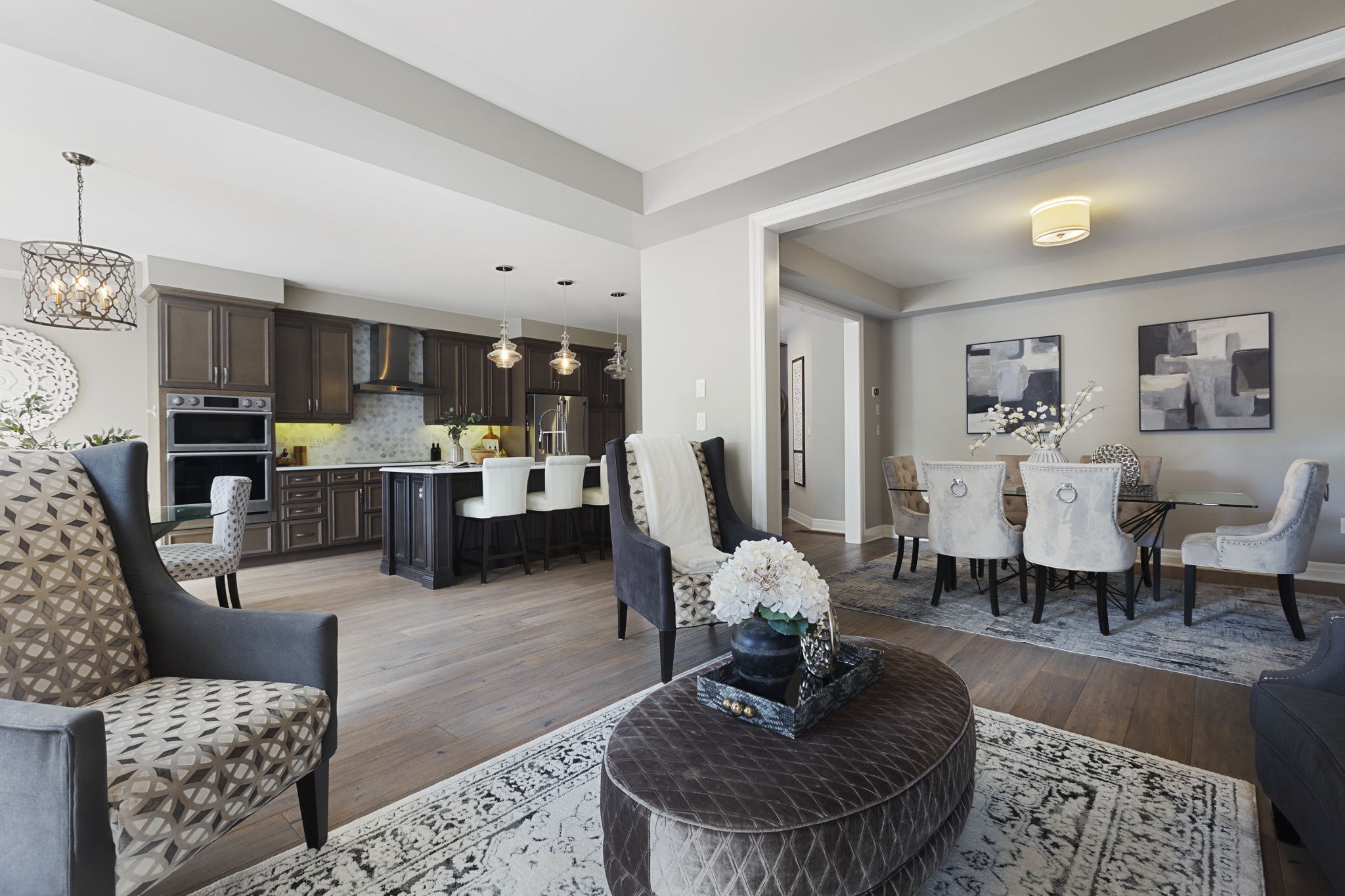 Living and dining rooms in the open plan