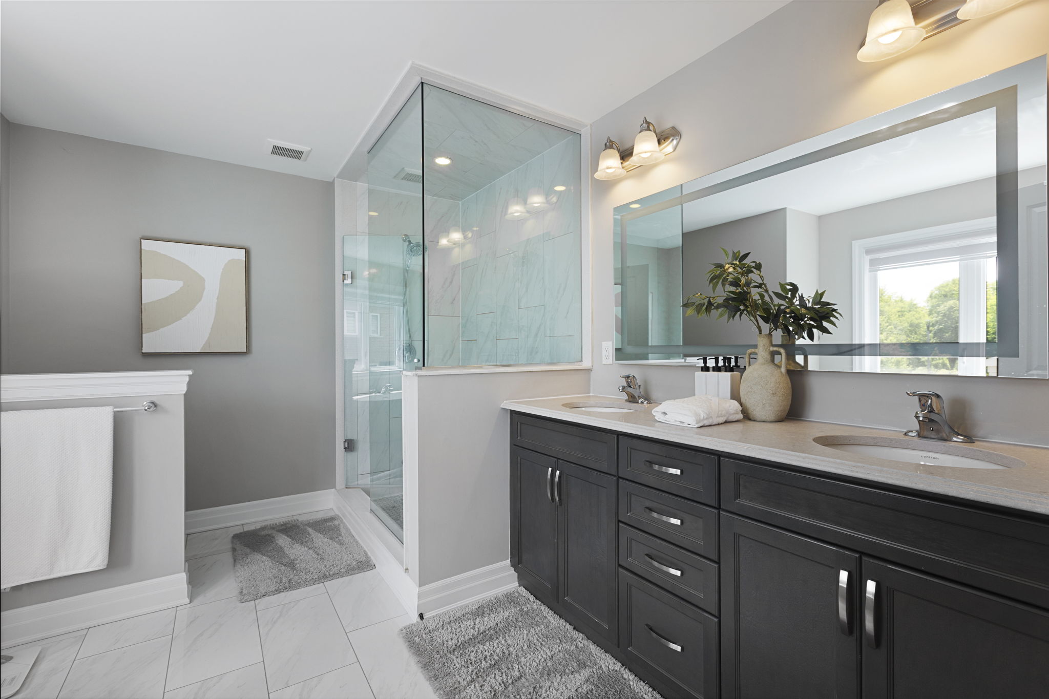 Primary ensuite with glass shower