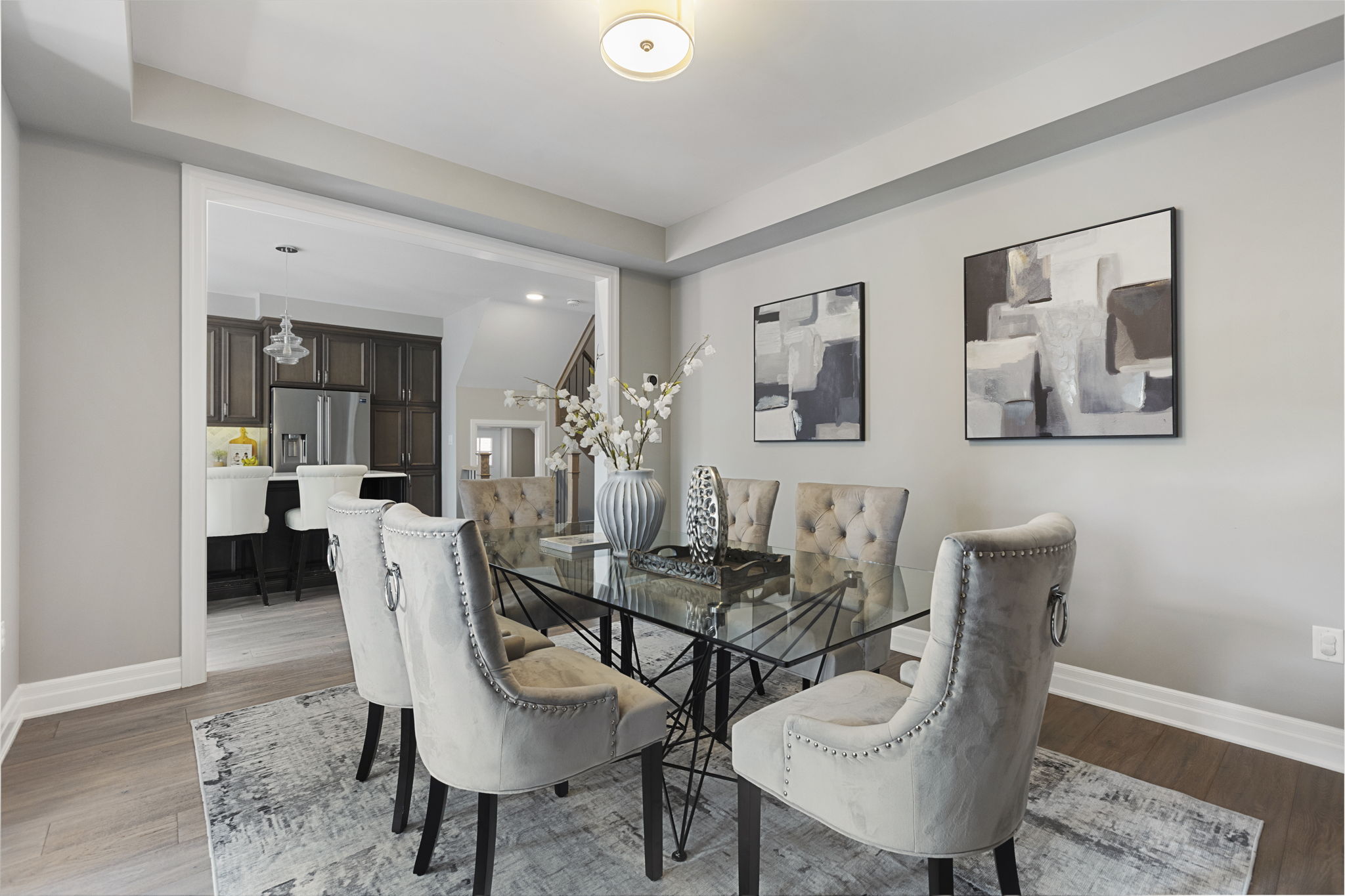 Dining room with coffered detail